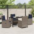 Afuera Living Contemporary 5 Piece Poly Rattan Garden Dining Set in Gray