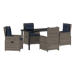 Afuera Living Contemporary 5 Piece Poly Rattan Garden Dining Set in Gray