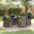 Afuera Living Contemporary 5 Piece Poly Rattan Garden Dining Set in Gray