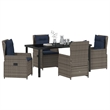 Afuera Living Contemporary 5 Piece Poly Rattan Garden Dining Set in Gray