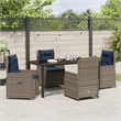 Afuera Living Contemporary 5 Piece Poly Rattan Garden Dining Set in Gray