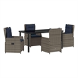 Afuera Living Contemporary 5 Piece Poly Rattan Garden Dining Set in Gray