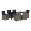 Afuera Living Contemporary 7 Piece Poly Rattan Garden Dining Set in Gray