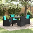 Afuera Living 5 Piece Poly Rattan Garden Dining Set in Black