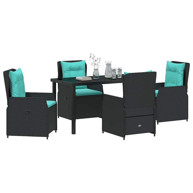Afuera Living 5 Piece Poly Rattan Garden Dining Set in Black