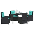 Afuera Living 5 Piece Poly Rattan Garden Dining Set in Black