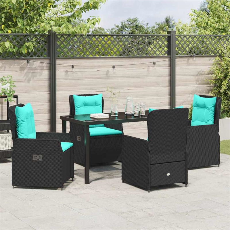 Afuera Living 5 Piece Poly Rattan Garden Dining Set in Black