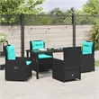 Afuera Living 5 Piece Poly Rattan Garden Dining Set in Black