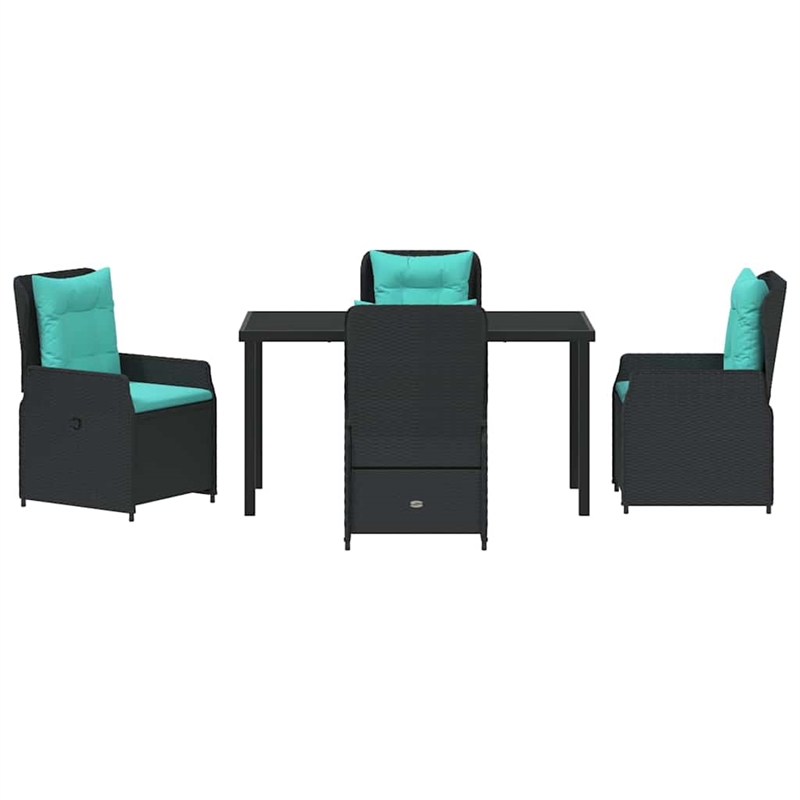 Afuera Living 5 Piece Poly Rattan Garden Dining Set in Black