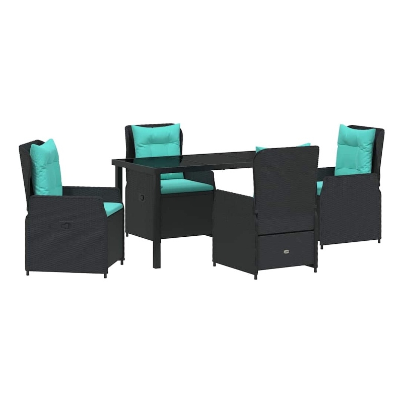 Afuera Living 5 Piece Poly Rattan Garden Dining Set in Black