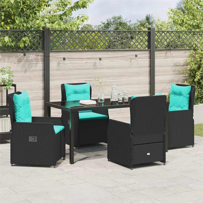 Afuera Living 5 Piece Poly Rattan Garden Dining Set in Black