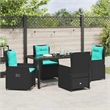 Afuera Living 5 Piece Poly Rattan Garden Dining Set in Black