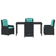 Afuera Living 5 Piece Poly Rattan Garden Dining Set in Black