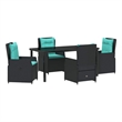 Afuera Living 5 Piece Poly Rattan Garden Dining Set in Black
