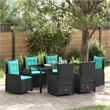 Afuera Living 7 Piece Poly Rattan Garden Dining Set in Black