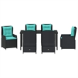 Afuera Living 7 Piece Poly Rattan Garden Dining Set in Black