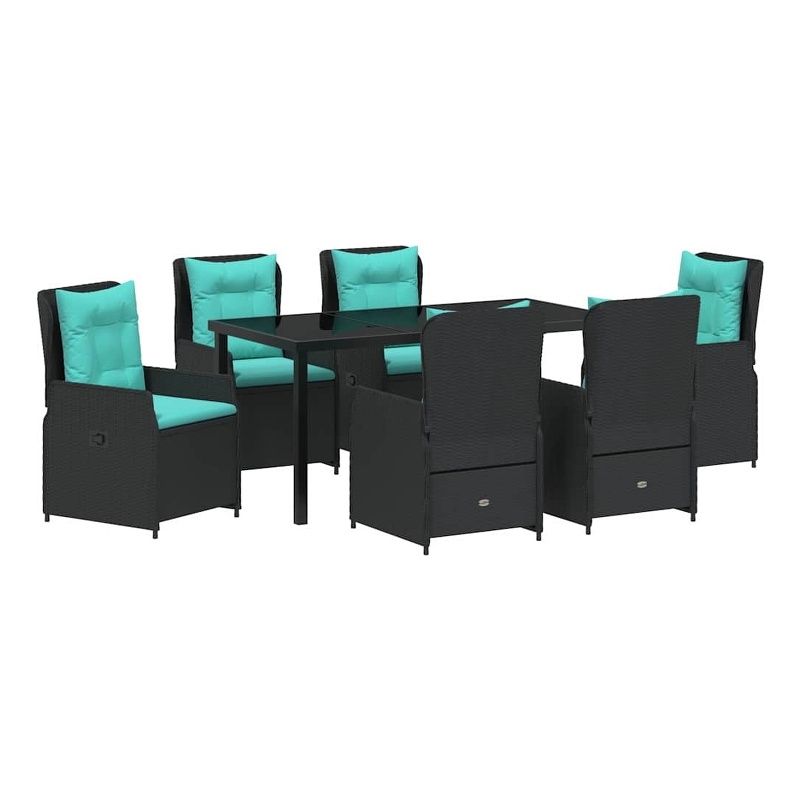 Afuera Living 7 Piece Poly Rattan Garden Dining Set in Black