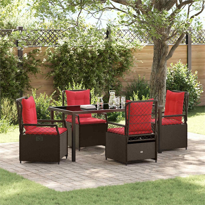 Afuera Living 5 Piece Poly Rattan Garden Dining Set in Brown