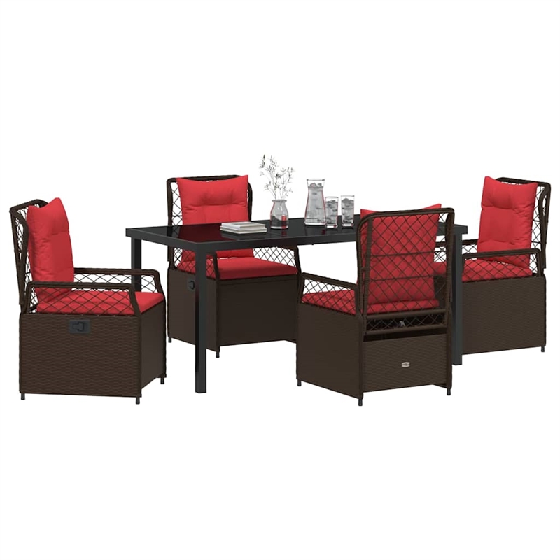 Afuera Living 5 Piece Poly Rattan Garden Dining Set in Brown