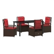 Afuera Living 5 Piece Poly Rattan Garden Dining Set in Brown
