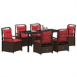 Afuera Living 7 Piece Poly Rattan Garden Dining Set in Brown