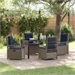 Afuera Living Contemporary 5 Piece Poly Rattan Garden Dining Set in Gray