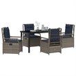 Afuera Living Contemporary 5 Piece Poly Rattan Garden Dining Set in Gray