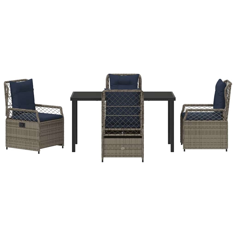 Afuera Living Contemporary 5 Piece Poly Rattan Garden Dining Set in Gray