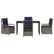Afuera Living Contemporary 5 Piece Poly Rattan Garden Dining Set in Gray