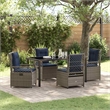 Afuera Living Contemporary 5 Piece Poly Rattan Garden Dining Set in Gray