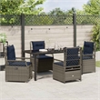 Afuera Living Contemporary 5 Piece Poly Rattan Garden Dining Set in Gray
