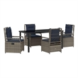 Afuera Living Contemporary 5 Piece Poly Rattan Garden Dining Set in Gray