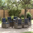 Afuera Living Contemporary 7 Piece Poly Rattan Garden Dining Set in Gray