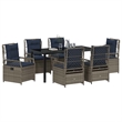 Afuera Living Contemporary 7 Piece Poly Rattan Garden Dining Set in Gray