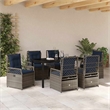 Afuera Living Contemporary 7 Piece Poly Rattan Garden Dining Set in Gray