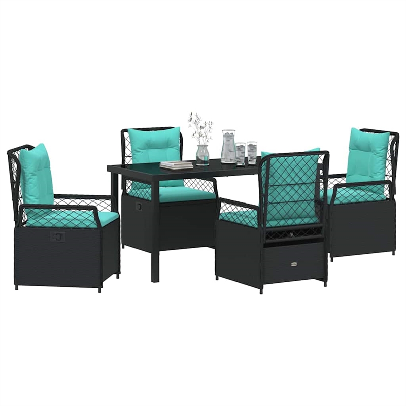 Afuera Living 5 Piece Poly Rattan Garden Dining Set in Black