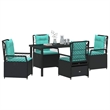 Afuera Living 5 Piece Poly Rattan Garden Dining Set in Black