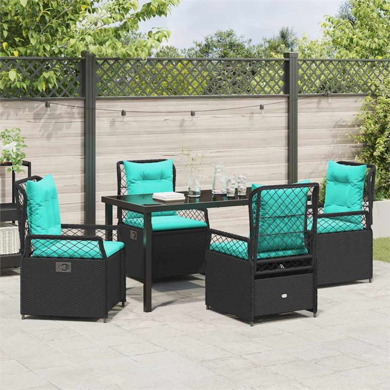 Afuera Living 5 Piece Poly Rattan Garden Dining Set in Black