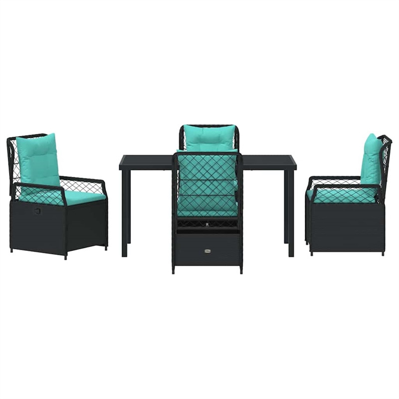 Afuera Living 5 Piece Poly Rattan Garden Dining Set in Black