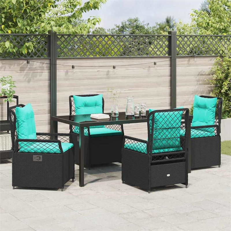 Afuera Living 5 Piece Poly Rattan Garden Dining Set in Black