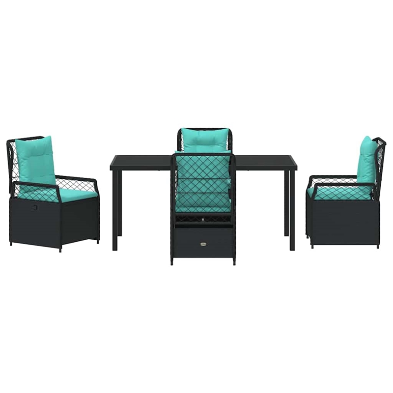 Afuera Living 5 Piece Poly Rattan Garden Dining Set in Black