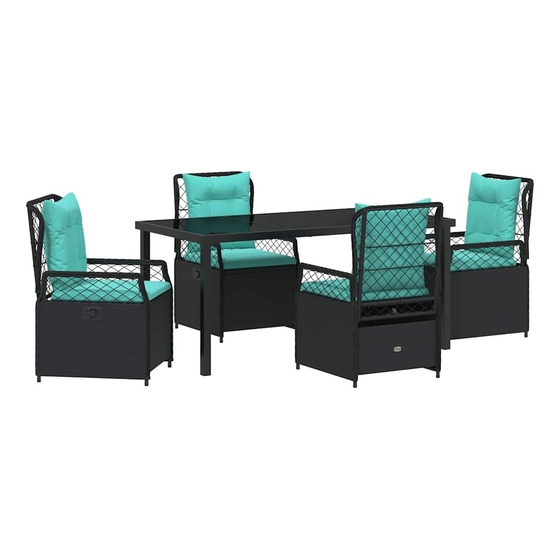 Afuera Living 5 Piece Poly Rattan Garden Dining Set in Black