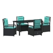 Afuera Living 5 Piece Poly Rattan Garden Dining Set in Black