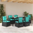 Afuera Living 7 Piece Poly Rattan Garden Dining Set in Black