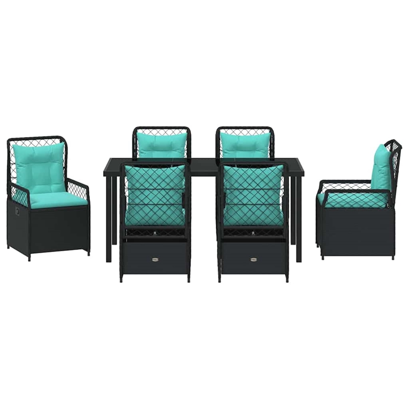 Afuera Living 7 Piece Poly Rattan Garden Dining Set in Black