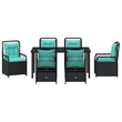 Afuera Living 7 Piece Poly Rattan Garden Dining Set in Black