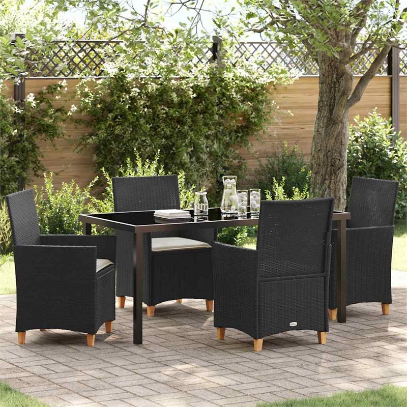 Afuera Living 5 Piece Poly Rattan Garden Dining Set in Black
