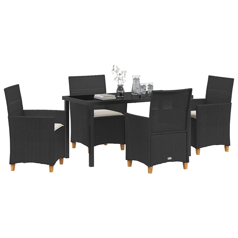 Afuera Living 5 Piece Poly Rattan Garden Dining Set in Black