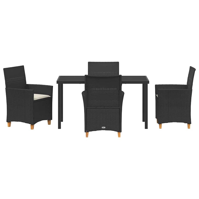 Afuera Living 5 Piece Poly Rattan Garden Dining Set in Black