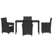 Afuera Living 5 Piece Poly Rattan Garden Dining Set in Black